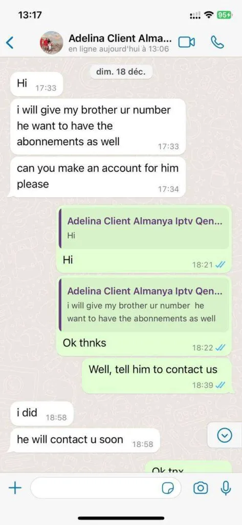 Satisfied customer review on WhatsApp thanking team for 24/7 service